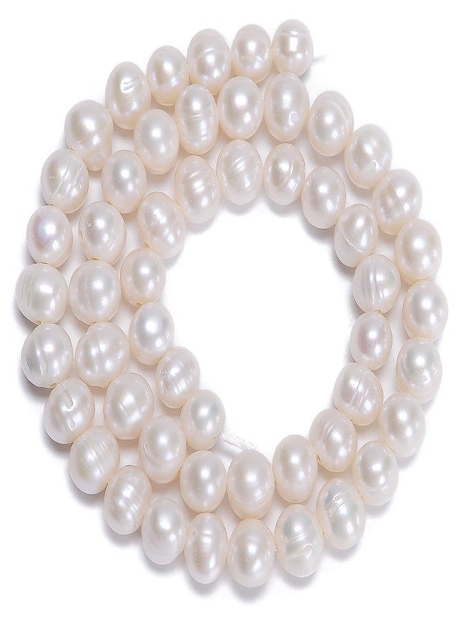 AD Beads Natural Freshwater White Pearl Round Beads 15" 4mm 6mm 8mm 9mm 10mm 11mm 12mm (7-8mm) - Image 1